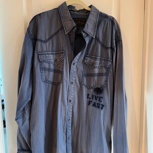 Affliction blue long sleeve button down Size 2X